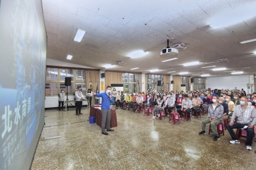 新竹市長林智堅日前出席抗旱節水宣導說明會。